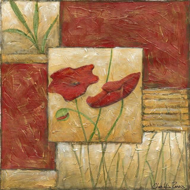 Red Lacquer Collage I - Wrapped Canvas Art Prints (76cm H x 76cm W x 3.8cm D)