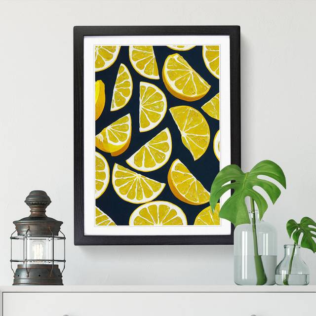 Sliced Lemon Fruit Pattern - Print - Walnut (46cm H x 34cm W x 2cm D)