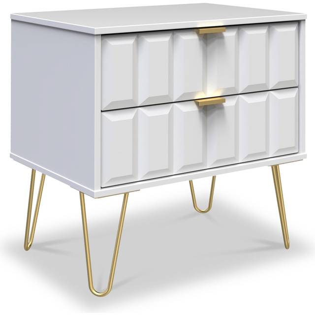 Harlow Chic 2 Drawer Utility Chest with Gold Hairpin Legs | Roseland