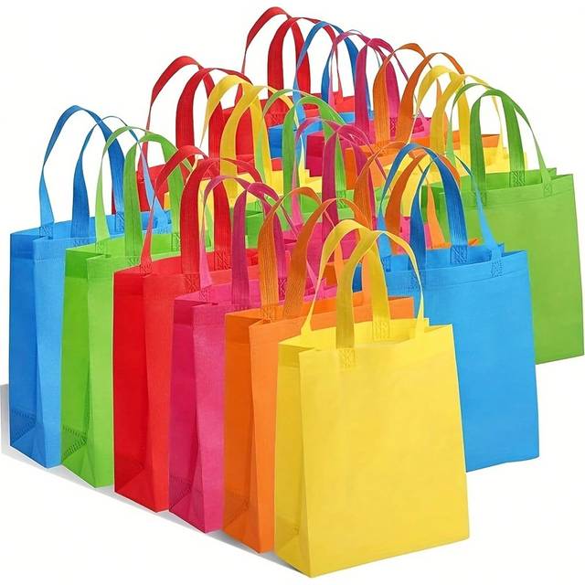 SHEIN 6/10Pcs, Reusable Non-Woven Party Favor Bag, Tote Bags Bulk With Handles Rainbow Goodies Gift Bags For Birthday Wedding Party Valentine Day