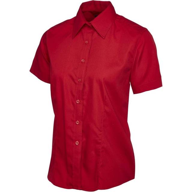 Uneek Ladies Poplin Half Sleeve Shirt UC712 Red 10 Colour: Red, Size: