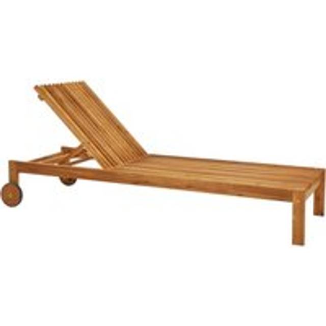 Beliani Acacia Wood Reclining Sun Lounger Light BELLANO