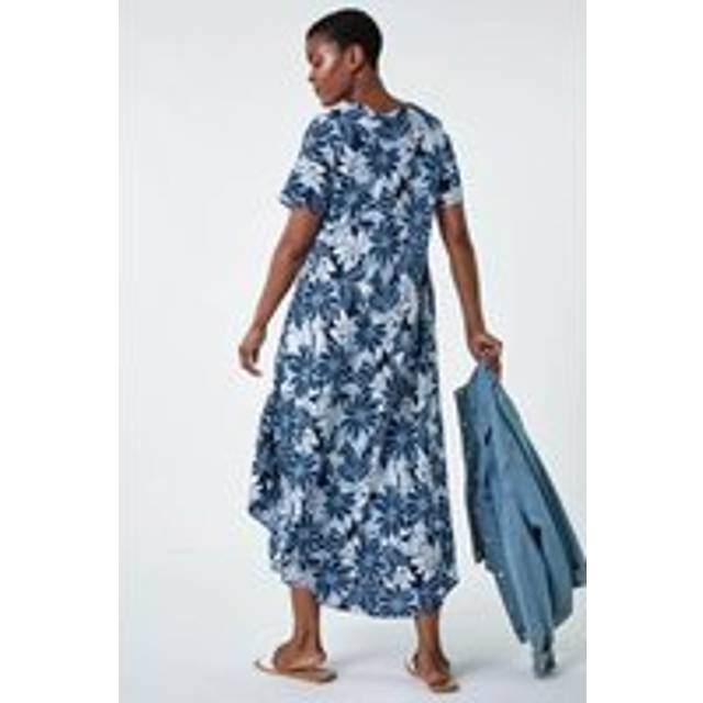 Roman Navy Floral Print Midi T-Shirt Dress - Size 10
