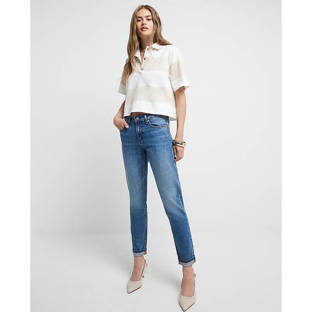 River Island Womens Blue Low Rise Mom Fit Jeans - 14S