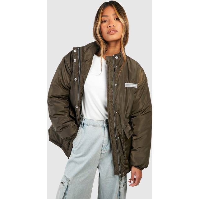 Womens Pocket Detail Parka - Green - 12, Green