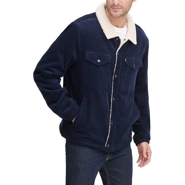 Levi's Men's Big & Tall Corduroy Sherpa Trucker Jacket  Navy  Large Tall