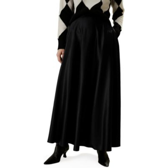 Lilysilk Long Silk Skirt Mulberry Silk Expertly Cut For A Regular Fit Classic UK Black UK 8