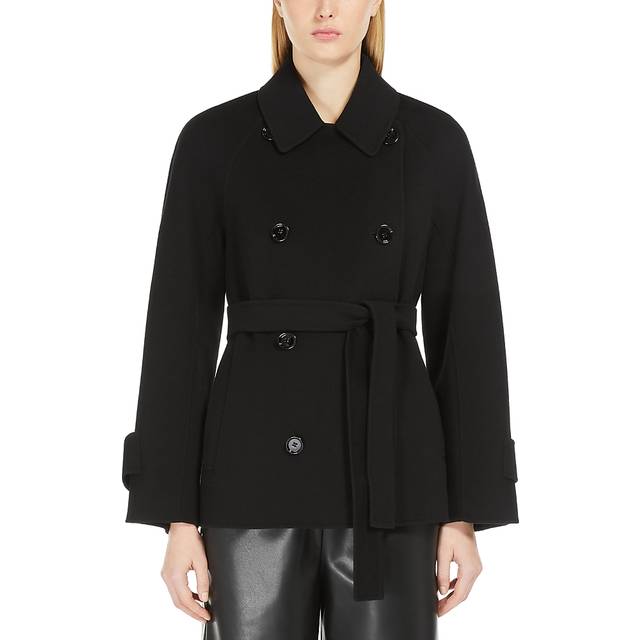 S Max Mara Womens Black Louis Double-breasted Relaxed-fit Wool Coat 12 - BLACK