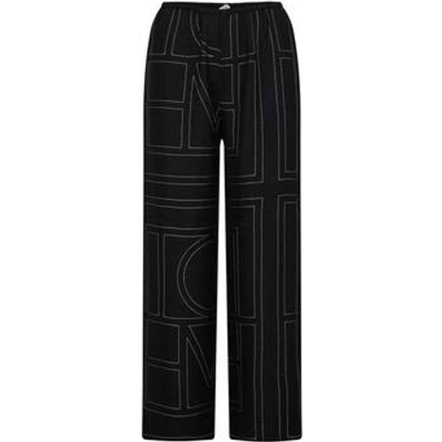 Toteme Logo mid-rise silk pants - white (UK 12)
