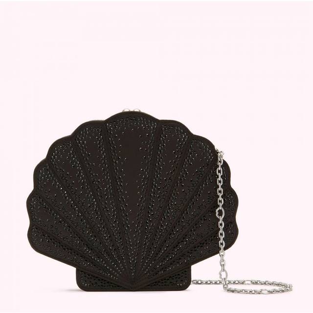 Black Satin Shell Clutch with Swarovski® Crystals Black Satin Shell Clutch with Swarovski® Crystals - BLACK