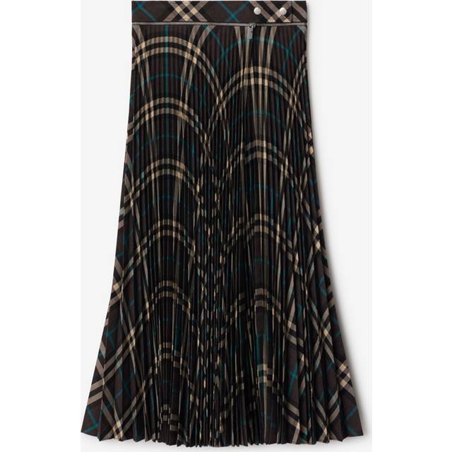 Burberry, Kjol, Dam, S, Rutig Veckad Kjol - black (S)