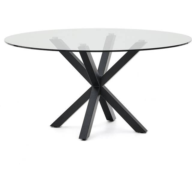 Argo round glass table and wood effect steel legs Ã˜ 150 cm - Brown