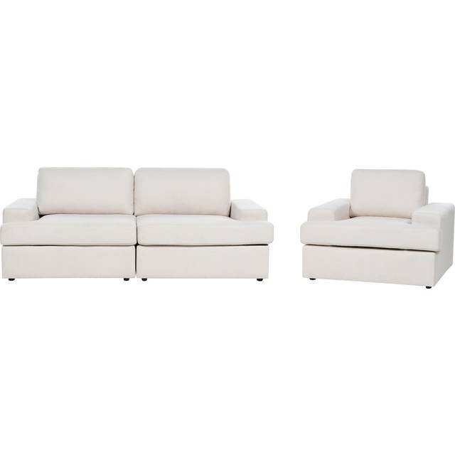 Beliani 4 Seater Fabric Living Room Set Light Beige Alla, Brown