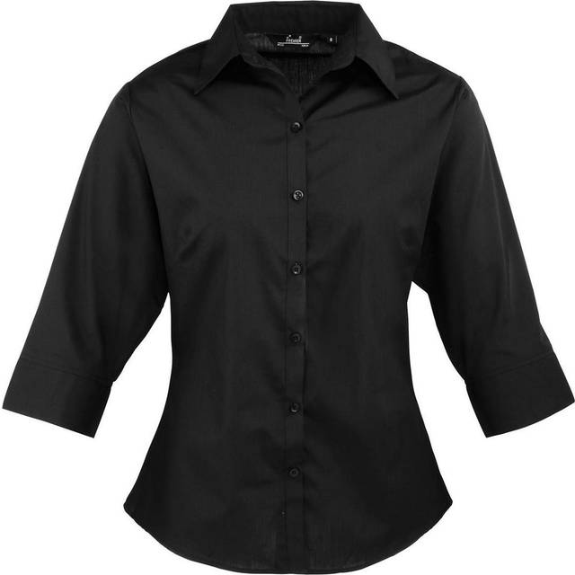 (18 UK, Black) Premier Womens/Ladies Poplin 3/4 Sleeve Shirt