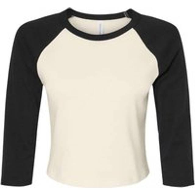 Bella + canvas womens/ladies raglan 3/4 sleeve crop t-shirt pc7097
