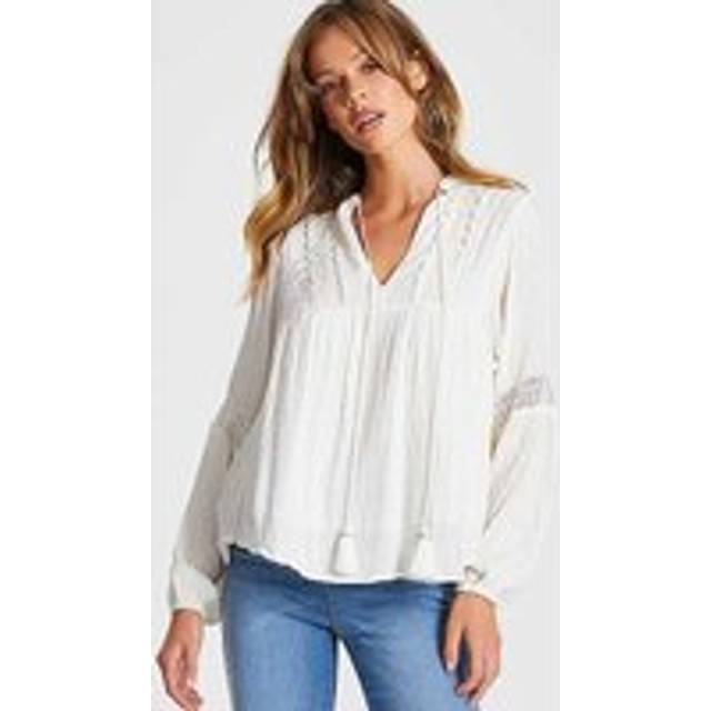 Quiz Womens Cream Lace Tie Top viscose - Size Medium