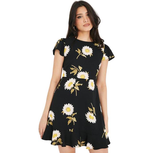 Women's Dorothy Perkins Womens/Ladies Daisy Tiered Hem Flutter Mini Dress - Black - Size: 12