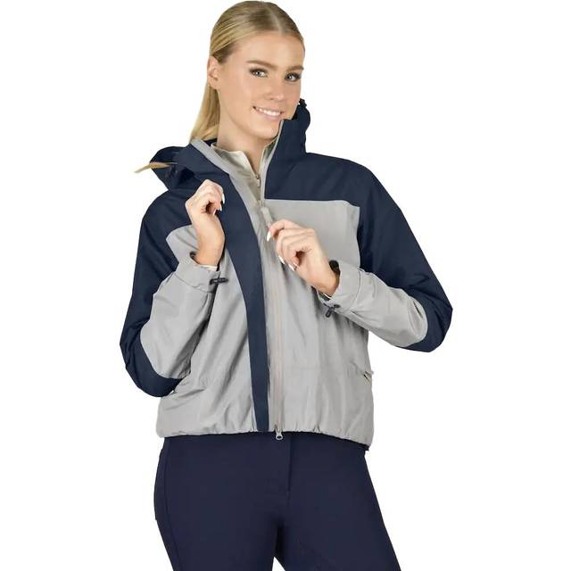 (S, Gull Grey/Academy Navy) Dublin Womens/Ladies Crissy Colour Block Waterproof Jacket