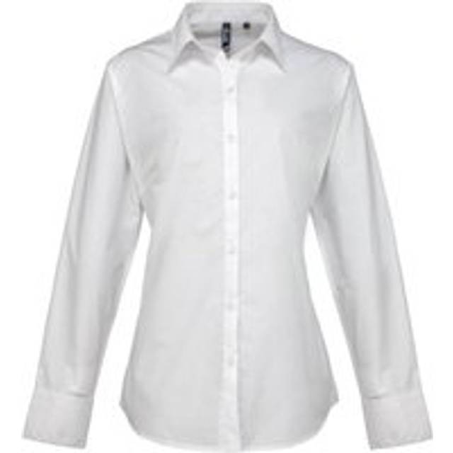 (18 UK, White) Premier Womens/Ladies Supreme Poplin Long-Sleeved Formal Shirt