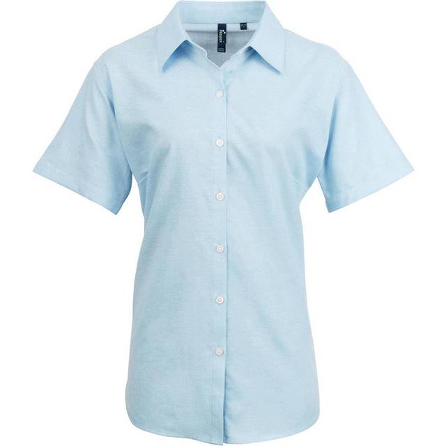 (20 UK, White) Premier Womens/Ladies Signature Pearlised Oxford Short-Sleeved Shirt