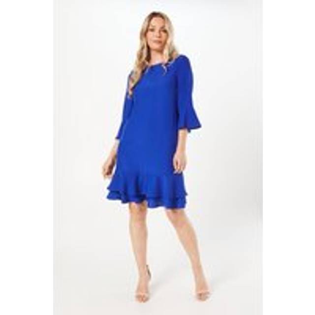 Womens Tier Detail Crepe Shift Dress - Cobalt - 10