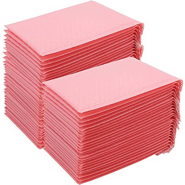 50 Pack 18 x 23cm Pink Poly Bubble Mailers, 7 x 9 Inch Self Seal Pink Bubble Packaging Bags Mailing Envelopes for Postal