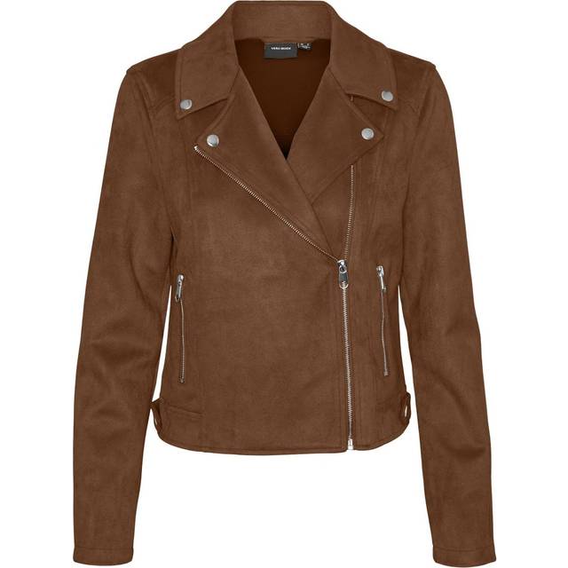 Faux Suede Short Jacket - Cognac - M