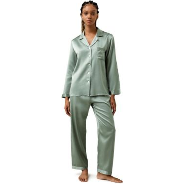 LILYSILK Silk Pj Set For Women Green UK Silk Ultra-Sustainable Full Length Pyjamas S - Avocado Green