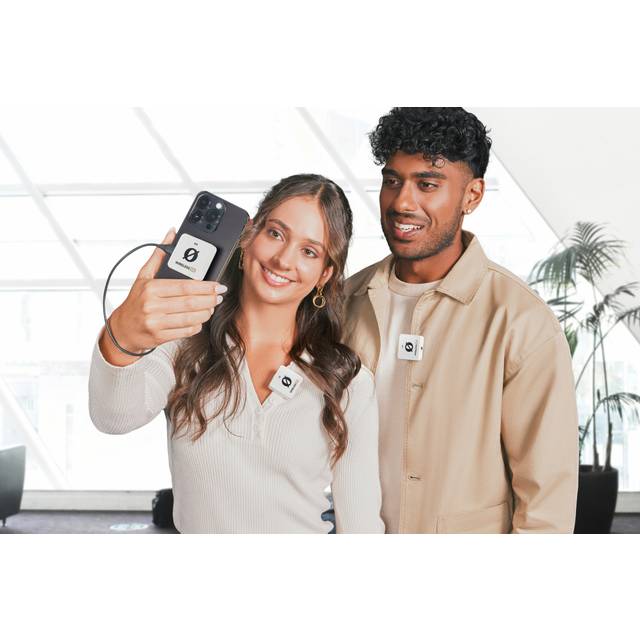 RØDE Wireless ME Dual Set - Ultrakompakt trådlöst mikrofonsystem med GainAssist och 100 m räckvidd för film, intervjuer och innehållsskapande (Vit)