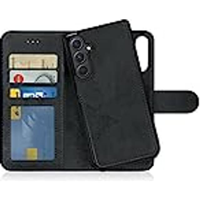 MyGadget Flip-fodral till Samsung Galaxy A54 5G - [avtagbart magnetfodral] - mobilfodral av konstläder - [flipfodral med kortplats] skyddsfodral i gråsvart