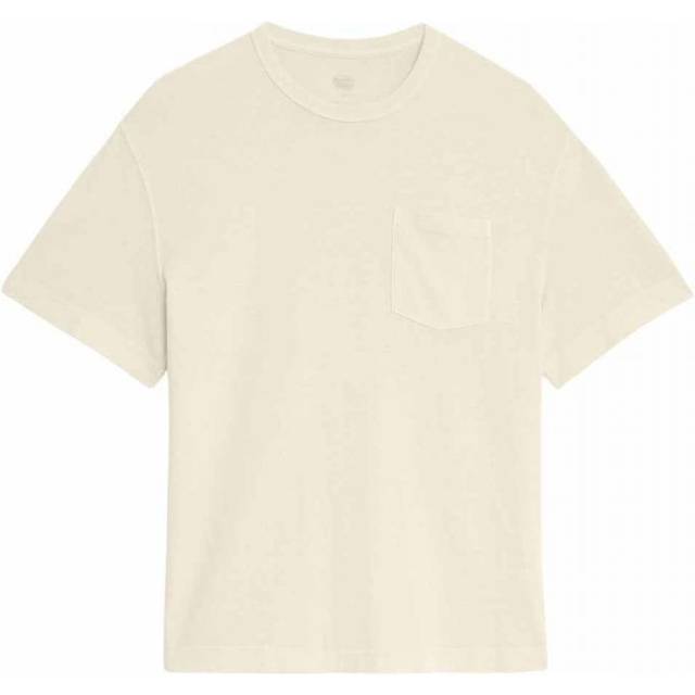 Marks & Spencer Mens White V Neck Button Top - Cream Cotton - Size Large