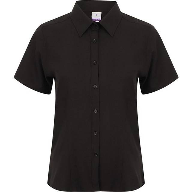 (M, Black) Henbury Womens/Ladies Wicking Short-Sleeved Formal Shirt