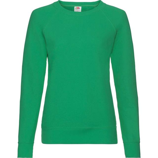 (8 UK, Kelly Green) Fruit of the Loom Womens/Ladies Lightweight Lady Fit Raglan Sweatshirt