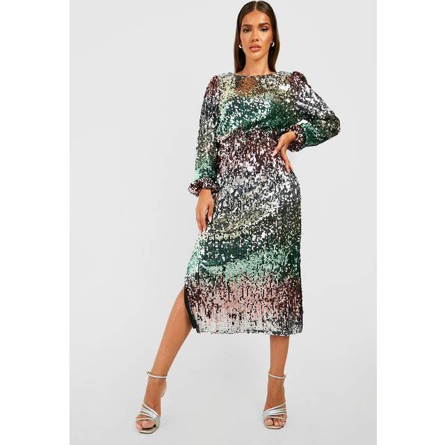 Womens Sequin Ombre Midaxi Party Dress - Pink - 10, Pink