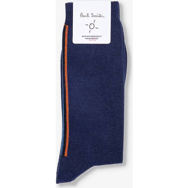 Paul Smith Mens Blue Artist Stripe-pattern Organic-cotton Blend Sock 1 Size