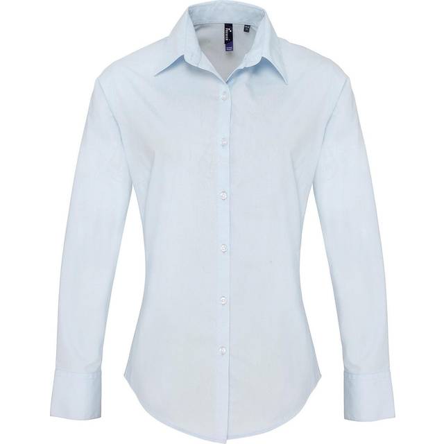 (22 UK, Light Blue) Premier Womens/Ladies Supreme Poplin Long-Sleeved Formal Shirt