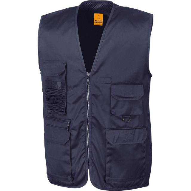 (L, Midnight Navy) WORK-GUARD by Result Mens Safari Waistcoat