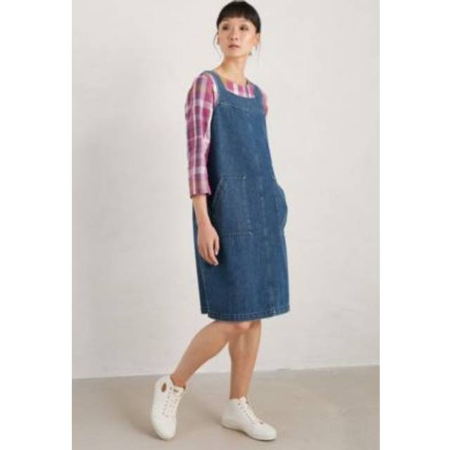 Calican Pinafore Dress - Mid Wash Grain