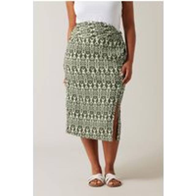 Crinkle Midi Skirt - Green - 16