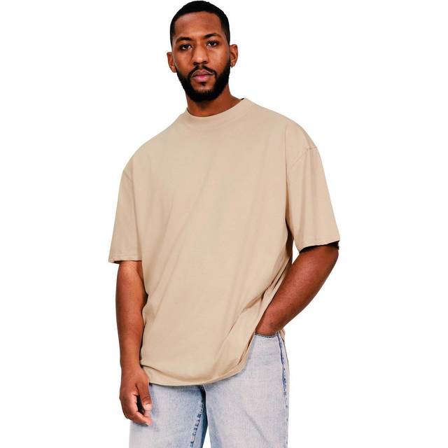 (XXL, Ecru) Casual Classics Mens Core Ringspun Cotton Tall Oversized T-Shirt