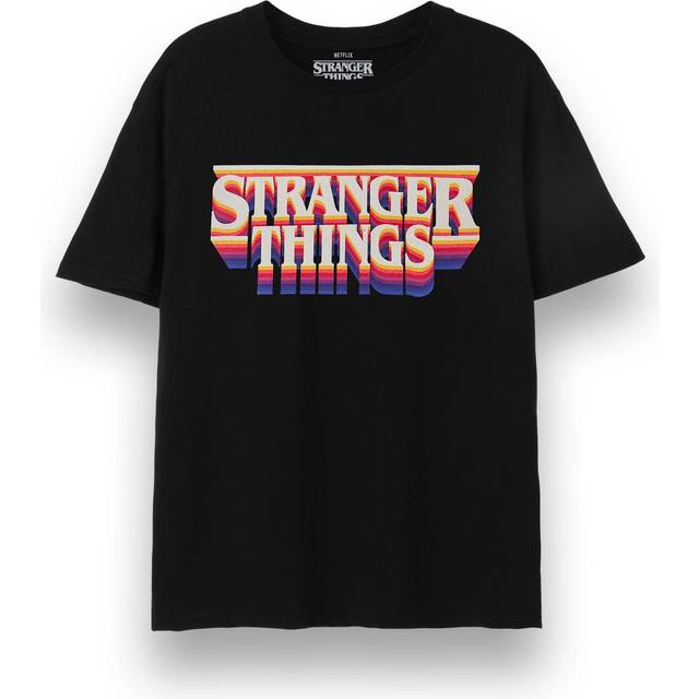 (3XL, Black) Stranger Things 4 Unisex Adult Retro Logo T-Shirt