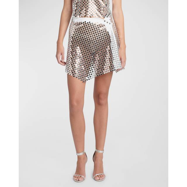 Circular Lamé Mirror Wrap Mini Skirt - SILVER - 40 IT (4 US)
