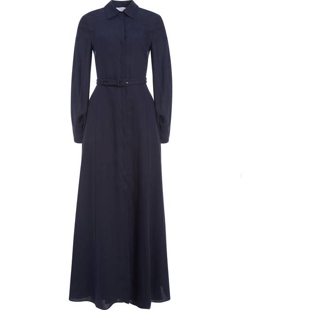 Breton Shirtdress with Slip in Navy Aloe Linen