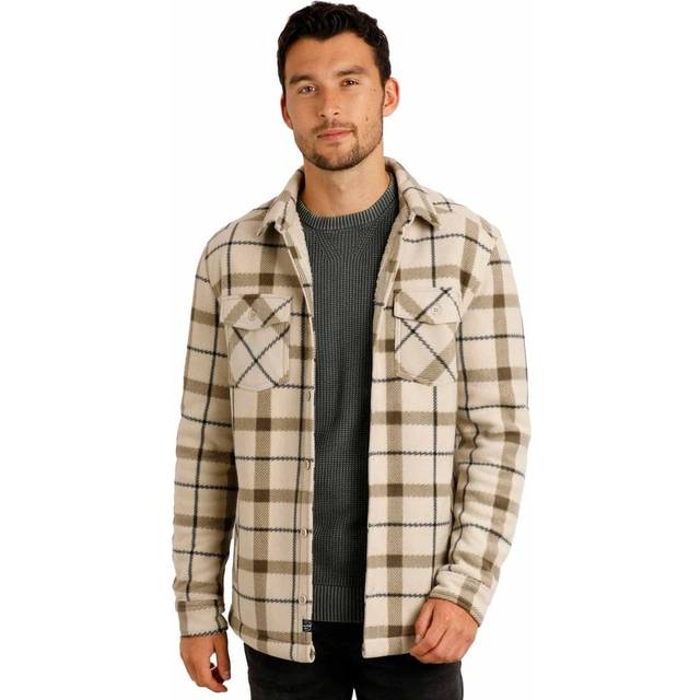 Weird Fish Tyburn Check Fleece Shacket: Taupe Grey: 5XL Size: 5XL, Col