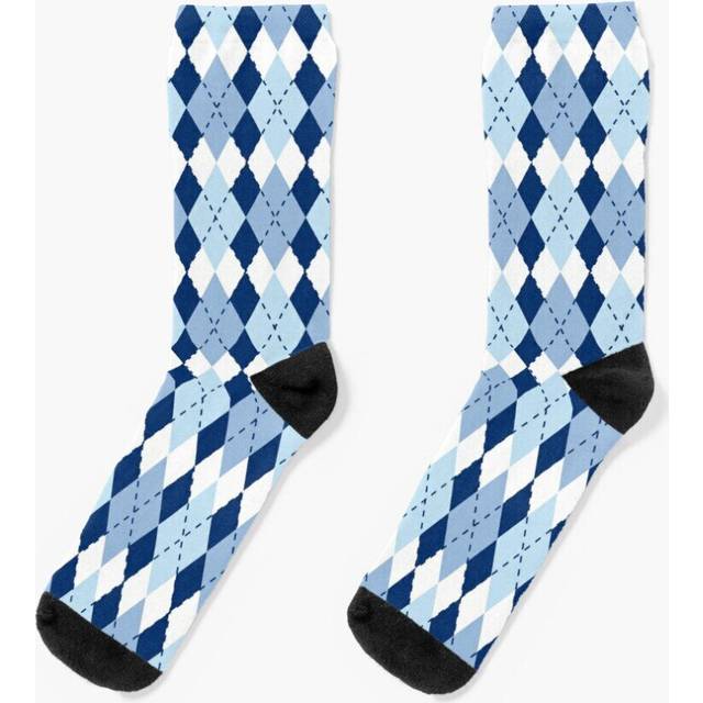 Dress Socks Blue Argyle (3) Novelty Fancy Crazy Pattern Crew Casual for Men Women