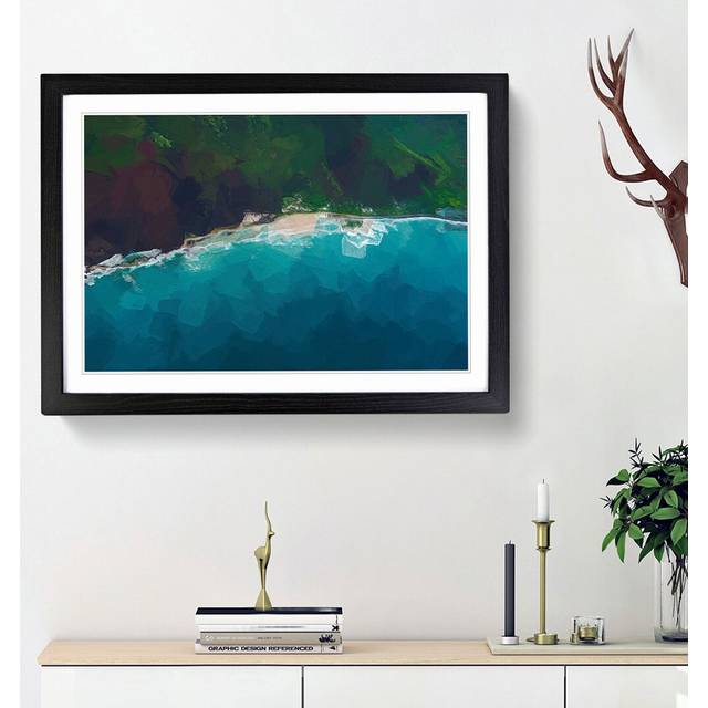 Beach in Hawaii in Abstract - Picture Frame Graphic Art Print - Black Framed (48cm H x 65cm W x 2cm D)