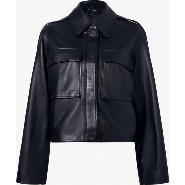 Dylan Wide Glossy Leather Jacket - BLACK - 4