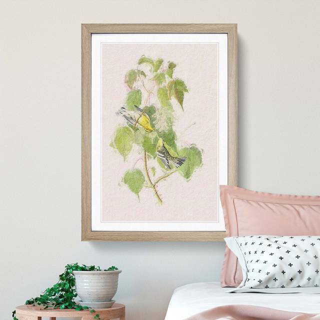 Hemlock Warbler by John Audubon - Picture Frame Painting Print - Oak Framed (65cm H x 48cm W x 2cm D)