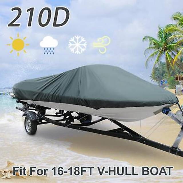 Trailerable Waterproof Fishing Ski Speedboat V-shape Gray Boat Cover 570 X 300cm