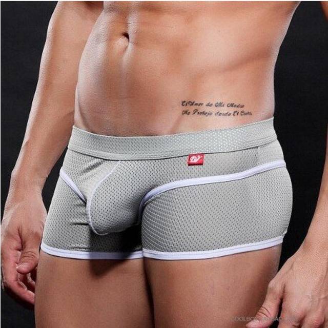 (S, Yellow) WJ Mens Boxer Shorts Underwear Mesh Boxers Men Transparent Swimsuit Slip Underpants Swimwear Trunks Nylon Breatable Sleepwear
